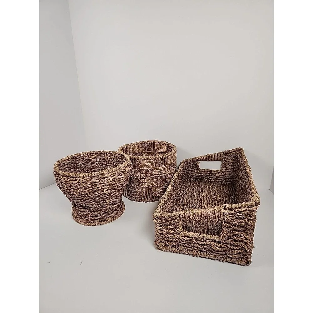 Set of 3 Woven Seagrass Wicker Baskets 5